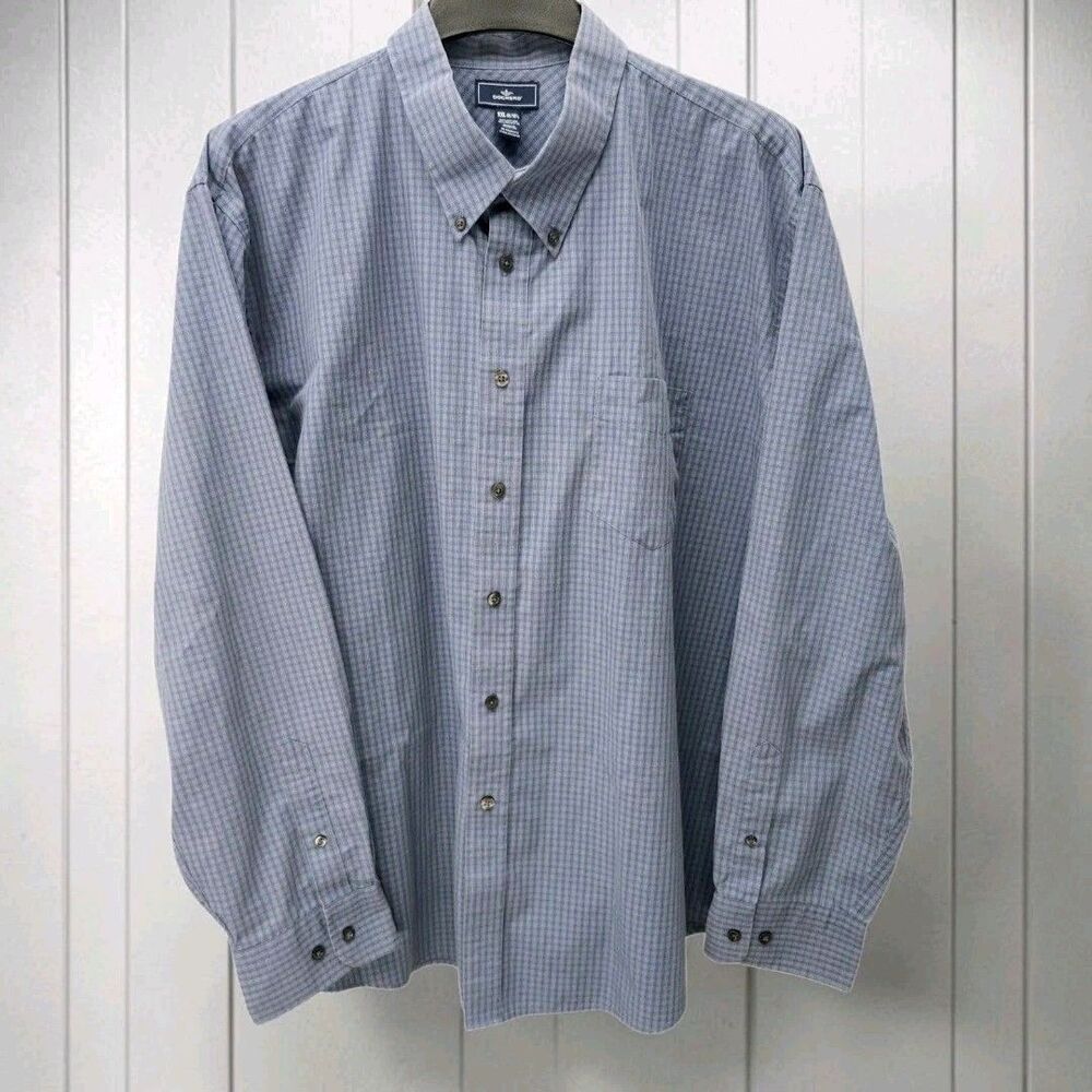 Dockers By Levi Strauss Button Down Shirt Mens XXL Blue Micro-Plaid Preppy